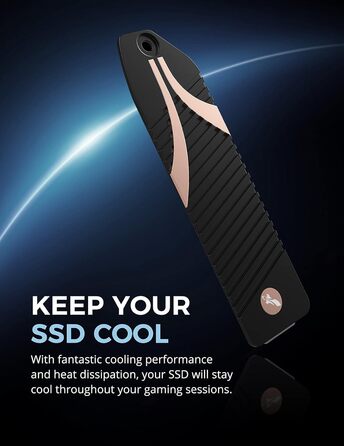 Радіатор охолодження Sabrent M.2 SSD NVMe з алюмінію з термопадом, HeatPipe, сумісний з PC, Desktop, PS5