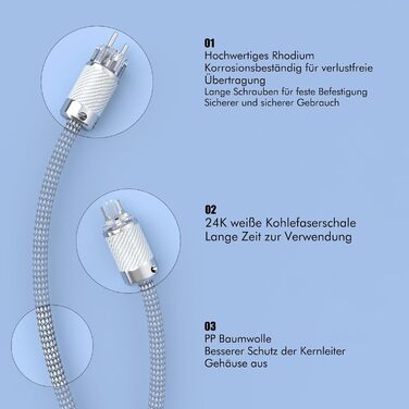 Сетевой кабель Monosaudio D503 High End HiFi, 2м, OFC бескислородная медь, разъем EU Schuko — IEC C15 для усилителя, DVD, декодера и сабвуфера