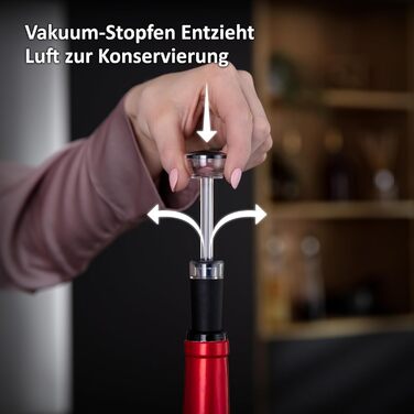 Електричний відкривач вин Haier з нержавіючої сталі: набір з декантером, вакуумним затвором, зрізачем фольги та станцією. Автоматичний відкривач вин Haier - чудовий подарунок для поціновувачів вина. Працює від батарейок.