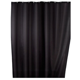 Штора для душу WENKO Anti-Schimmel чорна, текстильна, антигрибкова, водонепроникна, з кільцями, 180x200 см