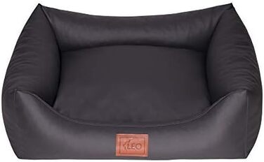 Софа для собак Leo4dog Natalie: штучна шкіра, подушка, 4 розміри (100x80 см, графіт)
