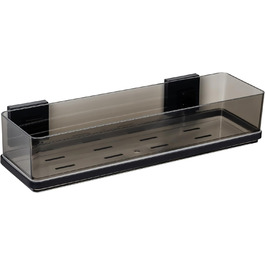 WENKO Vacuum-Loc® Maxiablage Quadro, Bathroom Shelf made of Plastic with Stainless Steel Bracket, 38.5 x 8.5 x 14.5 cm, Black