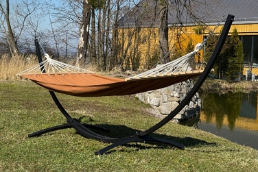 Гамак зі стійкою Potenza, коричневий, навантаження до 220 кг, 350 x 160 см