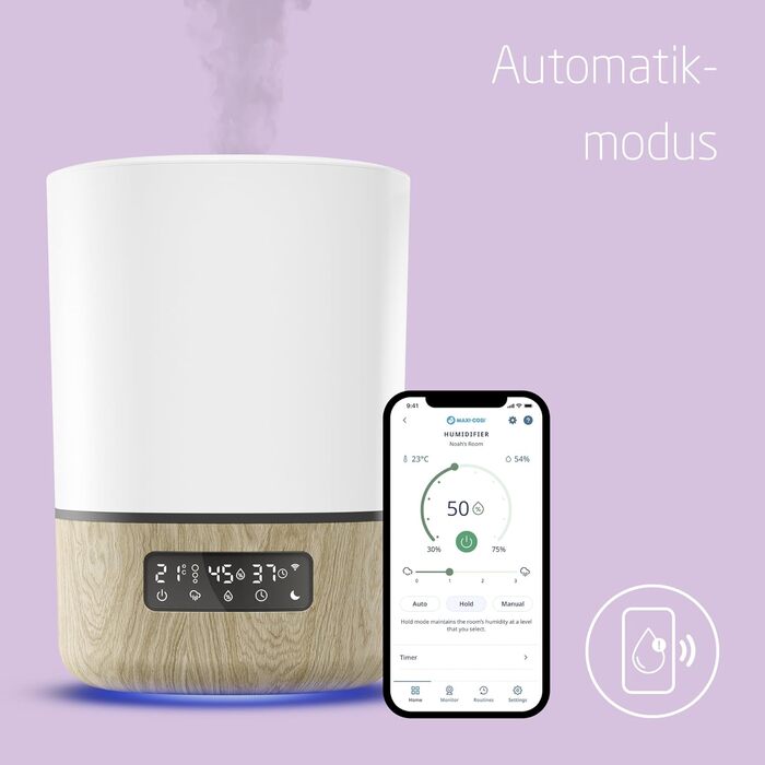 Зволожувач повітря Maxi-Cosi Breathe для дітей, розумний дитячий зволожувач, дитячий небулайзер з маслом, сумісний з Alexa та Google Assistant