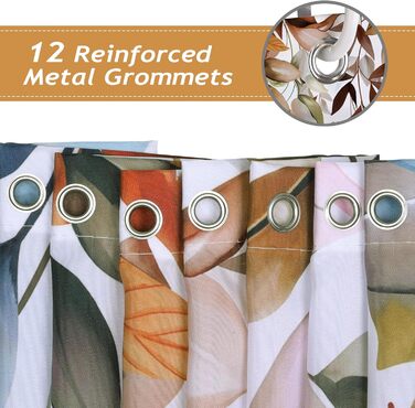 Шторка для душу Bonhause з зображенням зеленого листя, 180x180 см, антигрибкова, водонепроникна, поліестер, для ванної кімнати, з 12 гачками