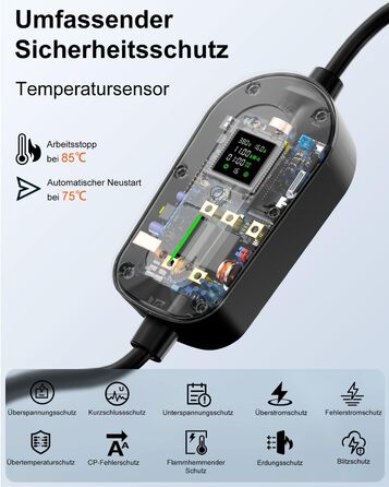 Мобільна зарядна станція Wallbox 11 кВт (3-фазна) з кабелем 7м, роз'єм Type 2, CEE 16A, адаптер-сет | Зарядка для електромобілів та PHEV | IP65, 6/8/10/13/16A