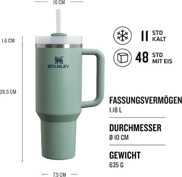 Термокружка Stanley Quencher H2.0 Flowstate 1.2L з трубочкою - 11 годин холоду, 48 годин з льодом, BPA Free, з нержавіючої сталі, Shale