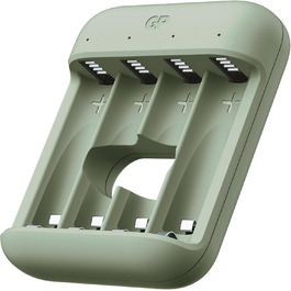 Зарядний пристрій GP Charge&Save для батарейок AA AAA з USB-C, 4 слоти, швидка зарядка, LED-індикатор, компактний дизайн