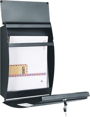 Поштовий ящик настінний SONGMICS з вікном, для імен та 2 ключів, сірий антрацит GMB030G02