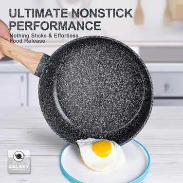 Сковорода з антипригарним покриттям Michelangelo з кришкою 28 см, глибока сковорода з кришкою, каструля 28 см, сковорода з антипригарним покриттям з м'якою бакелітовою ручкою, для індукційних плит, чорна