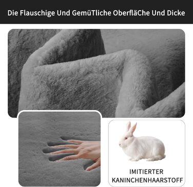 Sour Lemon Rug Living Room 200x300, Rug Children's Room Smooth Rug Gray Rabbit Fur Short Pile Washable Rug, Modern Non-Slip Rug for Bedroom, Fluffy Rug Area 140x200 Dark Gray 140x200cm