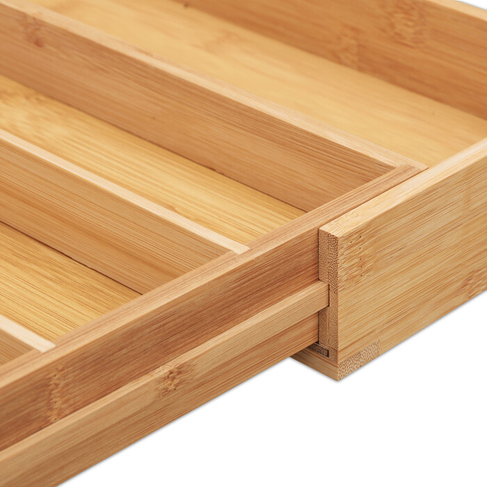 Relaxdays Extendable Bamboo Cutlery Box
