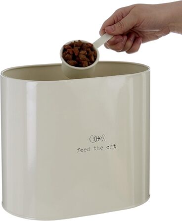 Контейнер для корму для тварин Premier Housewares, 6.5 л, метал, кремовий, з ложкою