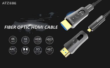 HDMI кабель оптоволоконний 4K - 50 метрів, підтримка 4K@60Hz HDR, YUV4:4:4 8bit, 3D, ARC, HEC, CEC, HDCP 2.2
