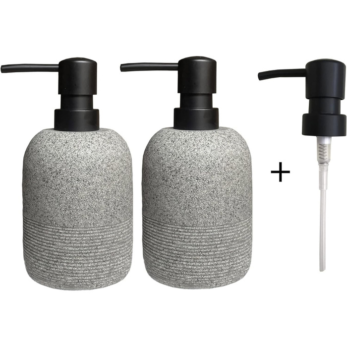 Набір дозаторів для мила та лосьйону, сірий колір. Підходить для ванної кімнати та кухні. Елегантний дизайн.