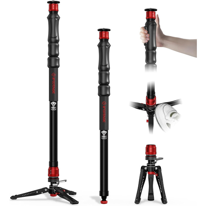 Монопод IFOOTAGE 3-в-1 з алюмінію: монопод, штатив, телескопічний стійка для фото та відео, 180 см, сумісний з DSLR та відеокамерами