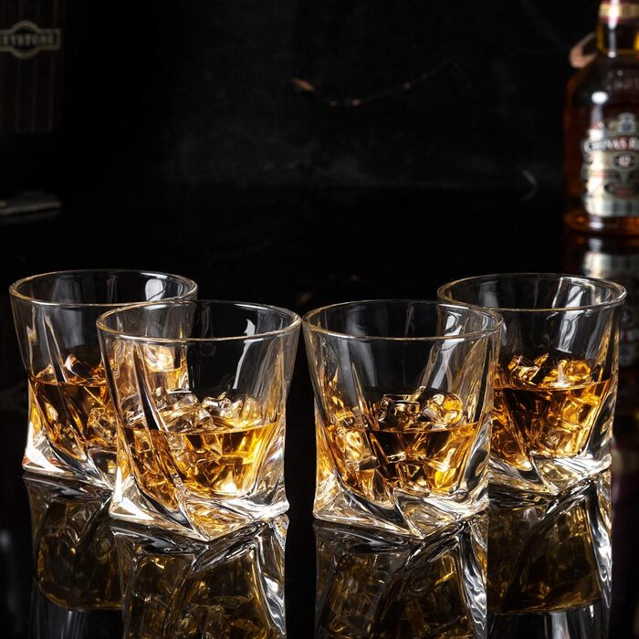 KANARS Whiskey Glasses Set, Lead-Free Crystal Glasses, Whiskey Glass, Beautiful Gift Box, 4-Piece, 300 ml, High Quality