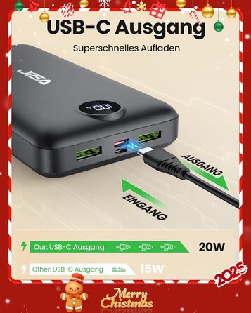 Power Bank 27000mAh з швидкою зарядкою 22.5W та PD20W, USB-C, для iPhone, Huawei, Samsung