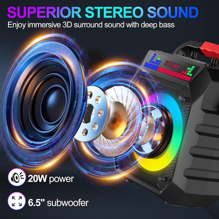 Караоке машина з 2 мікрофонами, портативна Bluetooth колонка з підсвічуванням для дорослих/дітей, PA система, підтримка TF/USB, FM, запис, AUX, для вечірок, співу, DJ, заходів