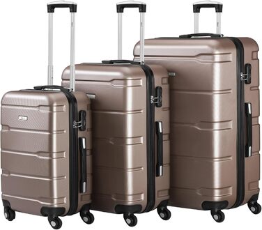 Набір валіз Zelsius 4 шт. з ABS, з кодовим замком, 4 колеса, внутрішній роздільник | Набір валіз з жорсткою оболонкою, великі валізи, багаж, ручна валіза (шампань, 3 шт.)