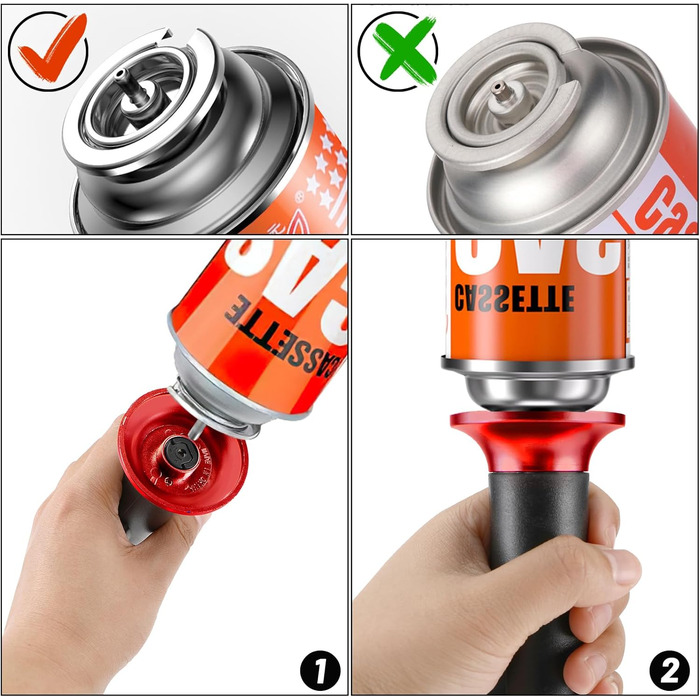 Фламбер (кухонний пальник) Royouzi з блокуванням безпеки, регульований, наповнюваний. Підходить для крем-брюле, грилю, приготування їжі, кемпінгу (червоний)