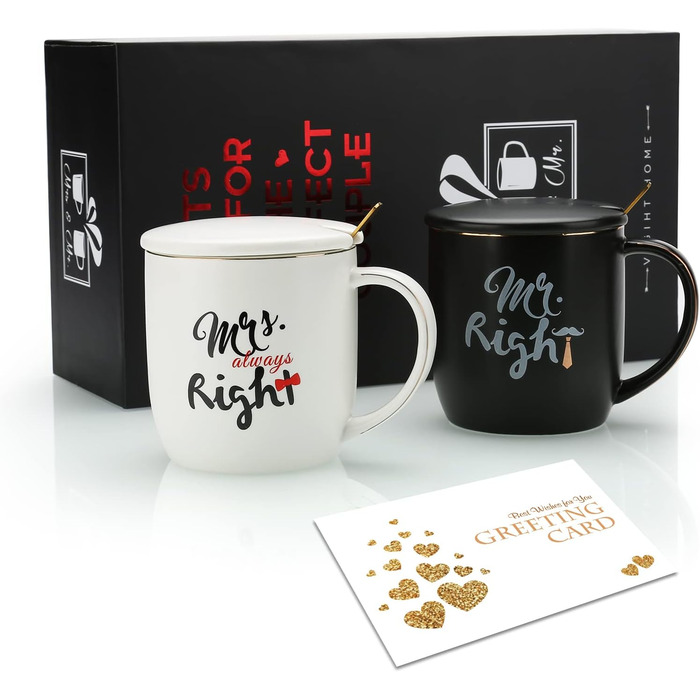 Coffee mugs with the inscription 'Mr and Mrs', wedding gift for bride and groom, bridal party, engagement gift, anniversary gift, for couples, 340 ml, ceramic-marble mugs