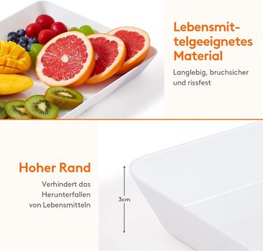 Сервірувальне блюдо Lifewit з пластику, 36,7 x 2 см, велике, набір, BPA-free, багаторазове, для буфетів, свят, пікніків, сніданків та закусок, білий (3)