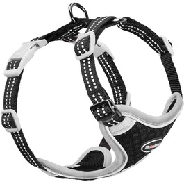 Шлейка для собак ThinkPet No-Pull, дихаюча, для малих, середніх та великих собак, регульована, м'яка, безпечна, з контролем, з підкладкою, світловідбиваюча, чорна, XS (1 шт.)