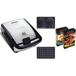 Мультигриль Tefal Snack Collection SW853D: вафельниця та сендвічниця, антипригарні пластини, розширюваний набір, чорний/нерж. сталь, зручне зберігання, підходить для посудомийки