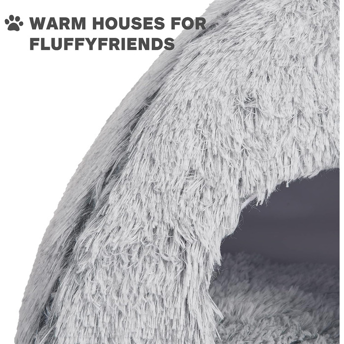 Cat Bed Washable Cat Sleeping Place for Cats Cat Cave Plush Pet Cat Head Pillow Cat House Cat Cushion Fluffy Kitten Puppy Snuggle Bed Pet Bed White (Gray, medium)