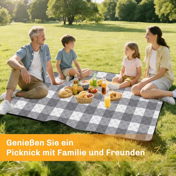 Плед для пікніка 200x200 см водонепроникний, великий, антипісовий, ізольований, м'який, миючий для пляжу, кемпінгу, парку