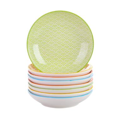 Набір тарілок Vancasso Maracon Natsuki: 8 глибоких тарілок з порцеляни, Ø 21.5 см, 600 мл