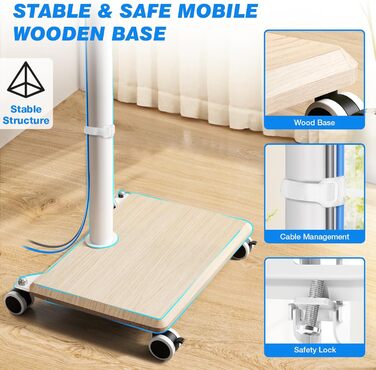 Підставка для телевізора мобільна на коліщатках з поличкою, 27-60 дюймів, до 40 кг, VESA 400x400, бежевий