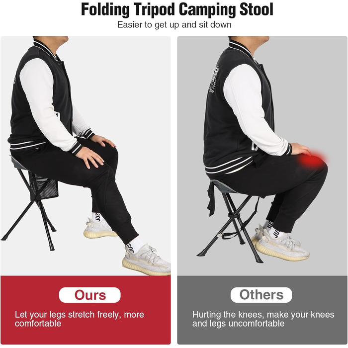 REDCAMP 2 шт. складані туристичні стільці-штатив, 56 см, чорний та сірий