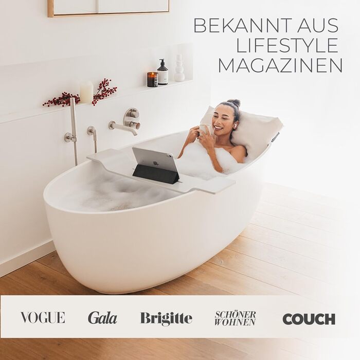 Bath Seat Cushions | Revolutionary Comfort for Bathtub, Shower & Whirlpool | Washable & Quick-Drying Bath Cushion in Pearl | Wellness Bathtub Accessories Handmade in EU