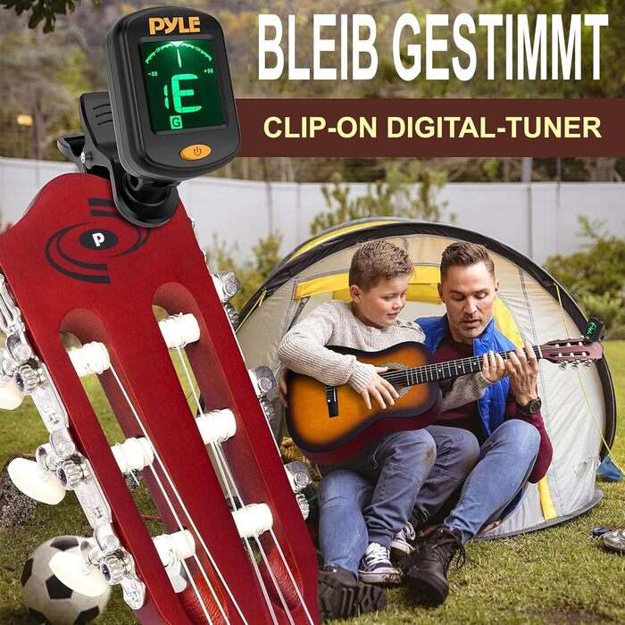 Акустична гітара Pyle для дітей та початківців, ½ розміру, з аксесуарами (сумка, тюнер, медіатор), чорний матовий сонцевий бьорст, 91 см