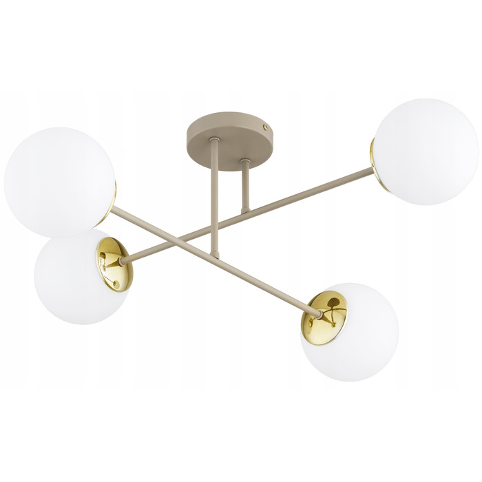 Стельовий світильник Milo Ecru бежевий, металевий, на 4 цоколі E27, 28x70 см