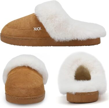 Тапочки зимові жіночі та чоловічі NineCiFun, теплі, з флісу, антиковзкі, для дому та вулиці (36/37 EU, Camel)