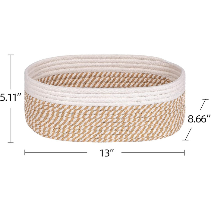 Regal storage baskets for organizing, decorative basket for toy storage and trash cans, small woven rope baskets, 33x21 cm, 3 pack, Green (Cream and Mixed Camel)