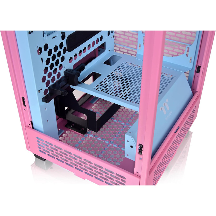 Корпус Thermaltake The Tower 200 Turquoise Mini-ITX з вертикальним оглядом, скло Temperd Glass, 280мм підтримка AIO, GPU до 380мм, турквіс