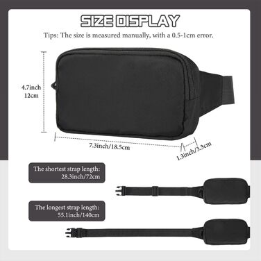 Спортивна поясна сумка MoKo для бігу, подорожей та активного відпочинку. Чорна сумка на пояс з регульованим ремінцем та блискавкою. Підходить для жінок та чоловіків.