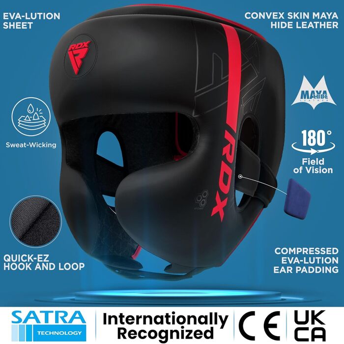 RDX Kids Boxing Headgear - Maya Hide Leather Sparring Headguard for Kickboxing, MMA, Muay Thai, Karate, Taekwondo & Krav Maga Training - Red (STANDARD)