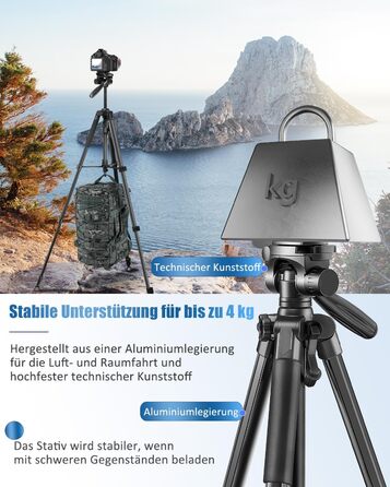 Камера-штатив CAMBOFOTO 188 см для Nikon, Canon, Sony з сумкою, легкий алюмінієвий тринога, 3D-панорамна голова, універсальне кріплення 1/4'' (чорний)