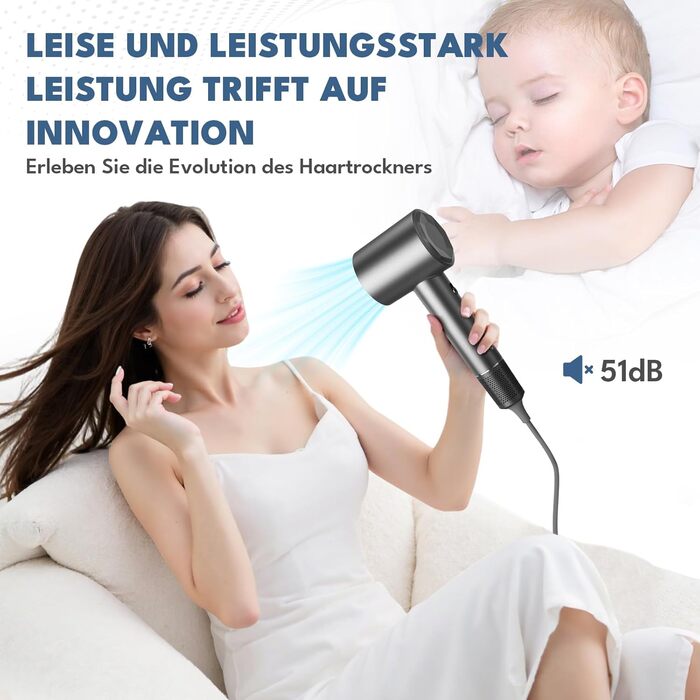 Тріо Хай-Спід Фен - Швидке Сушіння, Тиха Робота, Легкий Дизайн для Дому та Подорожей, Ідеальний для Чоловіків, Жінок та Професіоналів