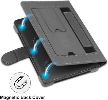 Чохол для Kindle, Kobo, Pocketbook, Tolino, Sony eReader (6.8'') - шкіряний, зі стійкою, чорний