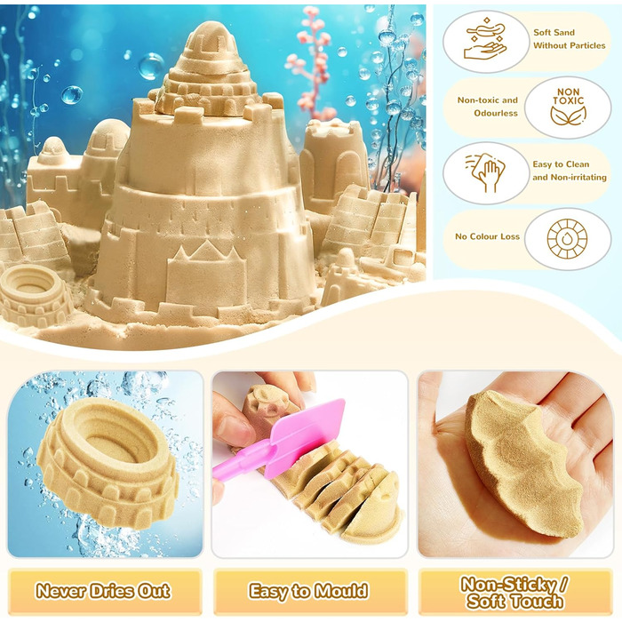 UPDOKIT Magic Sand for Kids, Kinetic Sand with 1 KG of Sand, Construction Vehicle and Accessories for Boys and Girls Ages 3, 4, 5, 6, 7+ Years Old