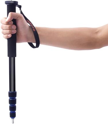 Штатив для камери FOSOTO з алюмінію, 5 секцій, 165 см, чорний + синій (сумісний з Canon, Nikon, Sony, Panasonic, DSLR)