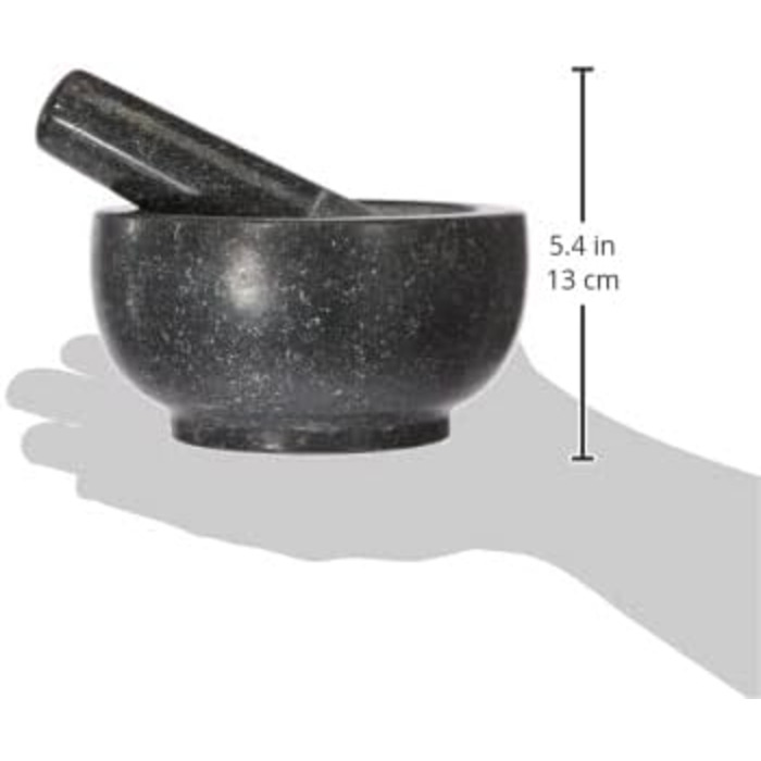 Набір для розмелювання JADE TEMPLE 17023: гранітний ступка та товкачок, 13 см, сірий