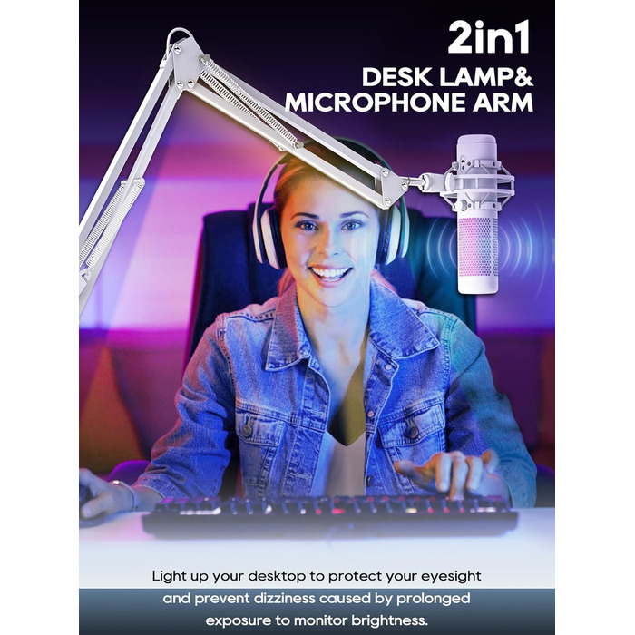 Кріплення для мікрофона на настільному кріпленні, 40 см, професійний мікрофонний тримач, сумісний з HyperX QuadCast, Blue Yeti, 360° обертання, адаптер 3/8' - 5/8'