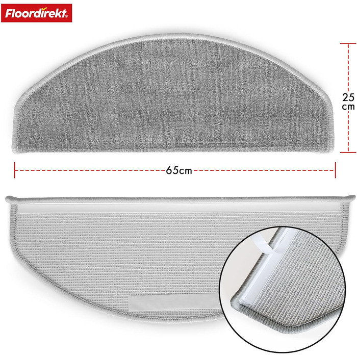 London Pro Stair Treads - 15 Piece Set - Non-Slip Carpet Stair Treads - 25x65 cm (Grey)